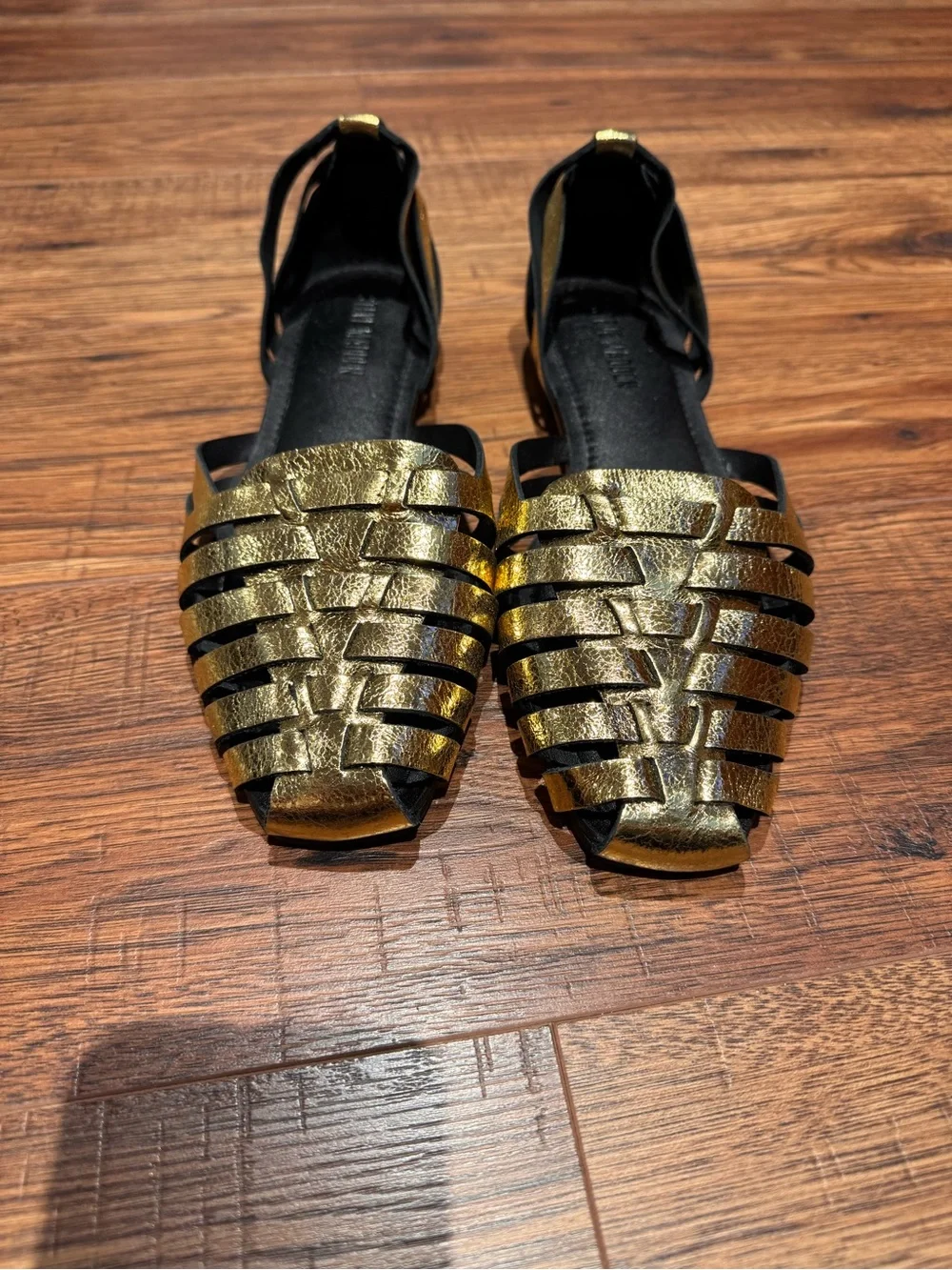 Steve Madden Gold Strappy Women’s Flat Sandals - Metallic Braided Design